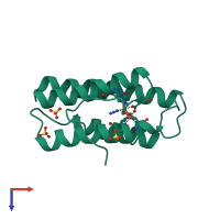 PDB entry 2mhr coloured by chain, top view.