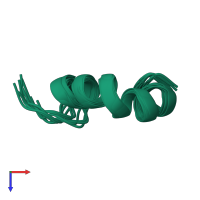 PDB entry 2mhw coloured by chain, ensemble of 10 models, top view.