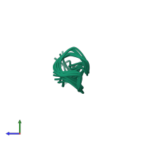 PDB entry 2mi1 coloured by chain, ensemble of 10 models, side view.