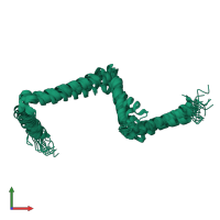 PDB entry 2mi2 coloured by chain, ensemble of 15 models, front view.