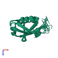 PDB entry 2mi8 coloured by chain, ensemble of 20 models, top view.