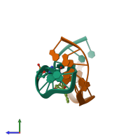PDB entry 2miw coloured by chain, side view.