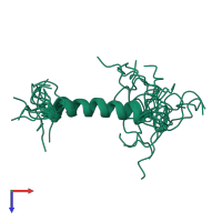 PDB entry 2mj2 coloured by chain, ensemble of 17 models, top view.