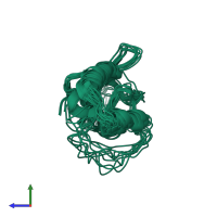 PDB entry 2mj3 coloured by chain, ensemble of 9 models, side view.