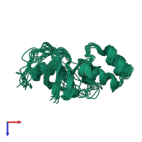 PDB entry 2mj3 coloured by chain, ensemble of 9 models, top view.