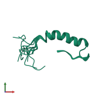 PDB entry 2mj9 coloured by chain, ensemble of 10 models, front view.