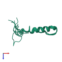 PDB entry 2mj9 coloured by chain, ensemble of 10 models, top view.