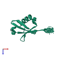 PDB entry 2mjb coloured by chain, ensemble of 20 models, top view.