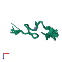 PDB entry 2mjc coloured by chain, ensemble of 15 models, top view.