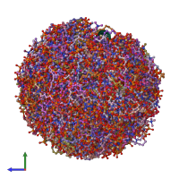 PDB entry 2mjq coloured by chain, ensemble of 20 models, side view.