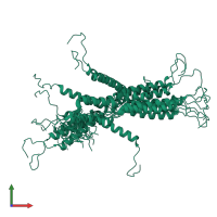 PDB entry 2mkf coloured by chain, ensemble of 20 models, front view.