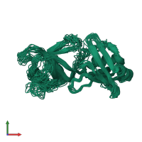 PDB entry 2mkh coloured by chain, ensemble of 20 models, front view.