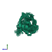 PDB entry 2mkh coloured by chain, ensemble of 20 models, side view.