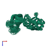 PDB entry 2mkh coloured by chain, ensemble of 20 models, top view.