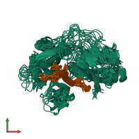 PDB entry 2mkk coloured by chain, ensemble of 10 models, front view.