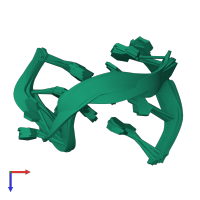 PDB entry 2mkm coloured by chain, ensemble of 10 models, top view.