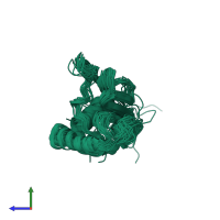 PDB entry 2ml5 coloured by chain, ensemble of 20 models, side view.