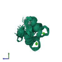 PDB entry 2mle coloured by chain, ensemble of 20 models, side view.
