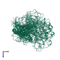 PDB entry 2mlh coloured by chain, ensemble of 20 models, top view.