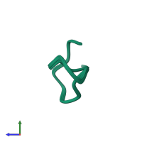PDB entry 2mlj coloured by chain, ensemble of 15 models, side view.