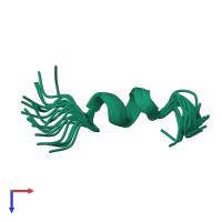 PDB entry 2mlq coloured by chain, ensemble of 20 models, top view.