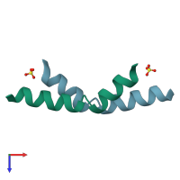 PDB entry 2mlt coloured by chain, top view.