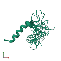 PDB entry 2mlu coloured by chain, ensemble of 20 models, front view.