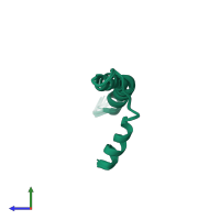 PDB entry 2mm4 coloured by chain, ensemble of 15 models, side view.