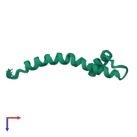 PDB entry 2mm4 coloured by chain, ensemble of 15 models, top view.