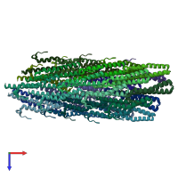 PDB entry 2mme coloured by chain, ensemble of 10 models, top view.