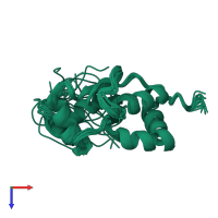 PDB entry 2mmz coloured by chain, ensemble of 20 models, top view.