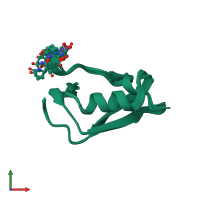 PDB entry 2mn5 coloured by chain, ensemble of 20 models, front view.