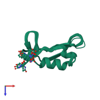 PDB entry 2mn5 coloured by chain, ensemble of 20 models, top view.
