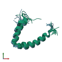 PDB entry 2mn6 coloured by chain, ensemble of 10 models, front view.