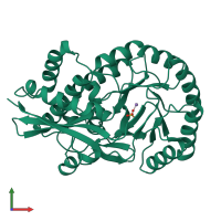 PDB entry 2mnr coloured by chain, front view.