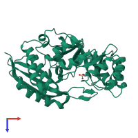 PDB entry 2mnr coloured by chain, top view.