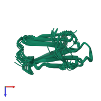 PDB entry 2mnw coloured by chain, ensemble of 20 models, top view.