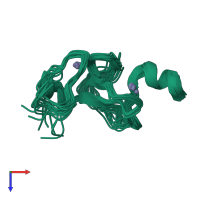 PDB entry 2mny coloured by chain, ensemble of 20 models, top view.