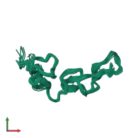 PDB entry 2mop coloured by chain, ensemble of 29 models, front view.