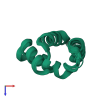 PDB entry 2mp8 coloured by chain, ensemble of 20 models, top view.