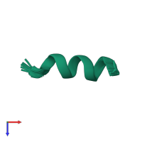 PDB entry 2mp9 coloured by chain, ensemble of 10 models, top view.