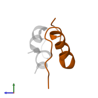 Insulin B chain in PDB entry 2mpi, assembly 1, side view.