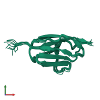 PDB entry 2mq0 coloured by chain, ensemble of 10 models, front view.