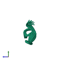 PDB entry 2mq2 coloured by chain, ensemble of 20 models, side view.