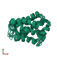 PDB entry 2mqa coloured by chain, ensemble of 10 models, front view.