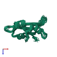 PDB entry 2mqi coloured by chain, ensemble of 20 models, top view.