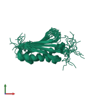 PDB entry 2mra coloured by chain, ensemble of 20 models, front view.