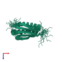 PDB entry 2mra coloured by chain, ensemble of 20 models, top view.