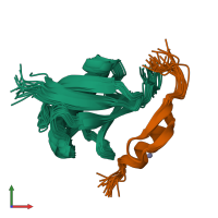 PDB entry 2mre coloured by chain, ensemble of 20 models, front view.