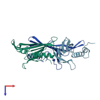 PDB entry 2ms2 coloured by chain, top view.